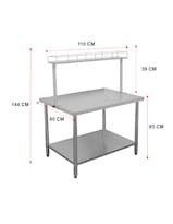 Mesa Con Barandal Mindejal Mt-bar110 Gris De Acero Inoxidable Con Barandal 110x80