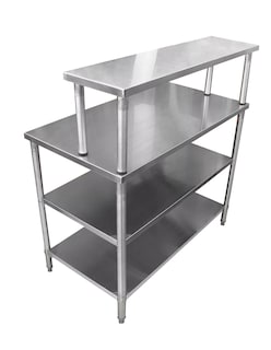 Foto 2 | Foto 2 | Mesa Doble Entrepaño Mindejal MCR-062R2 Gris de Acero Inoxidable con Repisa