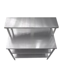 Foto 4 | Foto 4 | Mesa Doble Entrepaño Mindejal MCR-062R2 Gris de Acero Inoxidable con Repisa