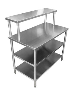 Foto 5 | Foto 5 | Mesa Doble Entrepaño Mindejal MCR-062R2 Gris de Acero Inoxidable con Repisa