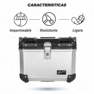Foto 3 | Foto 3 | Caja Portaequipajes para Motocicleta Kinlley 47l con Respaldo y Forro Universal Plata