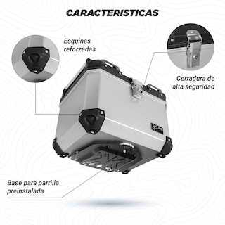 Foto 4 | Foto 4 | Caja Portaequipajes para Motocicleta Kinlley 47l con Respaldo y Forro Universal Plata