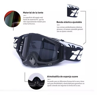 Foto 2 | Foto 2 | Gafas De Esquí Goglesss Motocross Tacticos Anti Niebla, Negro