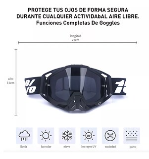 Foto 3 | Foto 3 | Gafas De Esquí Goglesss Motocross Tacticos Anti Niebla, Negro