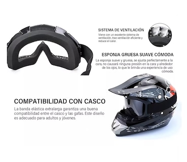 Foto 4 | Foto 4 | Gafas De Esquí Goglesss Motocross Tacticos Anti Niebla, Negro