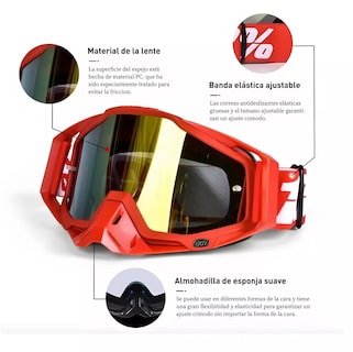Foto 3 | Foto 3 | Goglesss Motocross Gafas De Esquí Tacticos Anti Niebla, Rojo