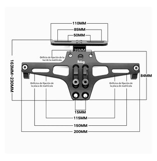 Foto 3 | Foto 3 | Soporte Ajustable Para Matrícula De Motocicleta Con Luces, Belug Negro