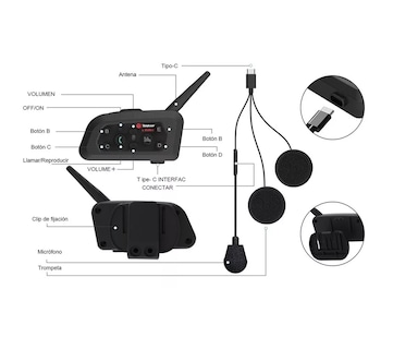 Foto 3 | Foto 3 | Intercomunicador de Motocicleta BELUG para Casco Bluetooth Negro 2 Piezas