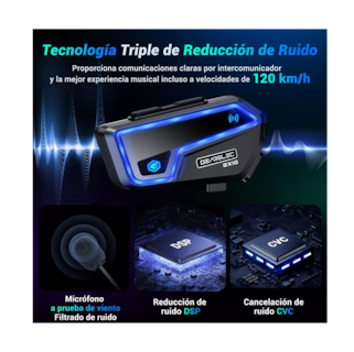 Foto 5 | Foto 5 | Intercomunicador para Casco Bluethooth 5.2 Fm 2000m Ip67 Negro