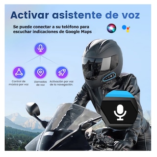 Foto 4 | Foto 4 | Audífonos Para Casco De Motos Bluetooth 5.0 Impermeables Ip67 Belug, Negro Lineo Azul