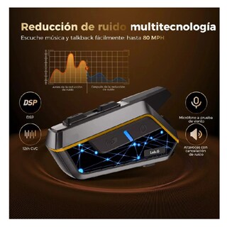 Foto 4 | Foto 4 | Intercomunicador Bluetooth Para Moto Fm Radio 2000mah Ip67 Lab.g, Negro Línea Amarilla