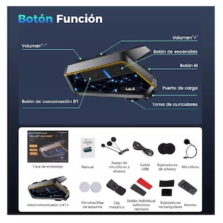 Foto 5 | Foto 5 | Intercomunicador Bluetooth Para Moto Fm Radio 2000mah Ip67 Lab.g, Negro Línea Amarilla