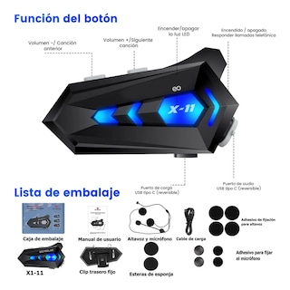 Foto 2 | Foto 2 | Audífonos Para Casco De Motos Bluetooth Impermeable Eo Safe Imports Esi- 19997 Negro