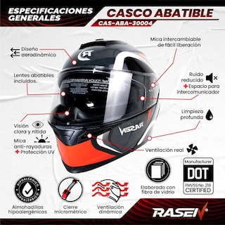 Foto 2 | Foto 2 | Casco Abatible Deportivo Negro Con Franjas Gris Para Moto Rasen