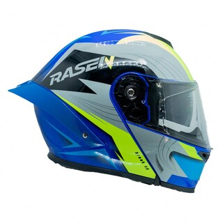 Foto 5 | Foto 5 | Casco Abatible Deportivo Para Moto Rasen Azul Con Franjas Grises