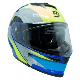 Foto 8 | Foto 8 | Casco Abatible Deportivo Para Moto Rasen Azul Con Franjas Grises