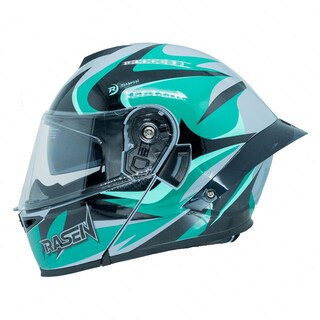 Foto 1 | Foto 1 | Casco Abatible Deportivo Para Moto Rasen Gris Con Verde Y Negro