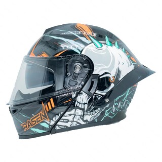 Foto 1 | Foto 1 | Casco Deportivo Para Moto Rasen, Negro Con Diseño De Cráneo Gris