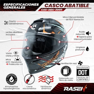 Foto 2 | Foto 2 | Casco Deportivo Para Moto Rasen, Negro Con Diseño De Cráneo Gris
