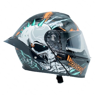 Foto 5 | Foto 5 | Casco Deportivo Para Moto Rasen, Negro Con Diseño De Cráneo Gris