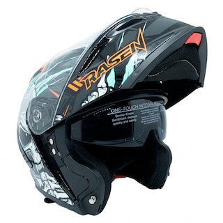 Foto 7 | Foto 7 | Casco Deportivo Para Moto Rasen, Negro Con Diseño De Cráneo Gris