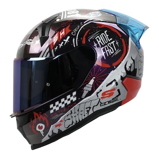 Foto 1 | Foto 1 | Casco Shaft Sh560 Rojo Camaleon Motion Cerrado Mica Iridium Azul