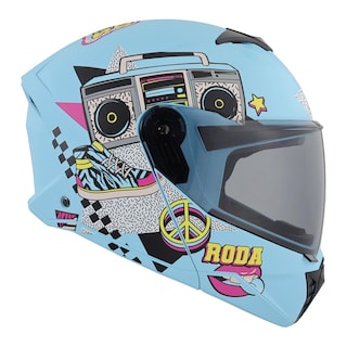 Foto 2 | Foto 2 | Casco Roda Booster Azul Mate Peace Out Mica Humo Abatible Svs