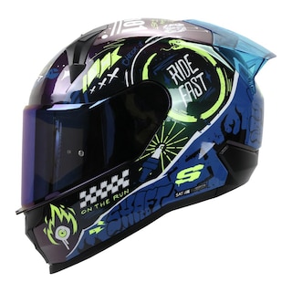 Foto 1 | Foto 1 | Casco Shaft Sh560 Amarillo Camaleon Motion L Cerrado Mica Iridium Azul