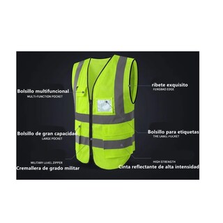 Foto 2 | Foto 2 | Chaleco Reflectante Malubero de Malla con Múltiples Bolsillos color Verde