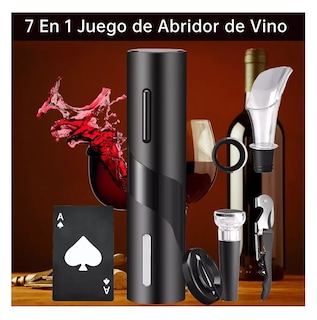 Foto 2 | Foto 2 | Sacacorchos Eléctrico Para Vino 7 En 1 Juego De Destapador Negro