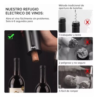 Foto 5 | Foto 5 | Sacacorchos Eléctrico Para Vino 7 En 1 Juego De Destapador, Belug Negro