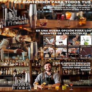 Foto 4 | Foto 4 | Kit De Cocteleria 20 Pieas Shaker Cocktail Bar Set 550ml Lab.g Plata