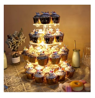 Foto 2 | Foto 2 | Soporte para Cupcakes de Postre Acrílico 4 Niveles con Led Redondo Transparente