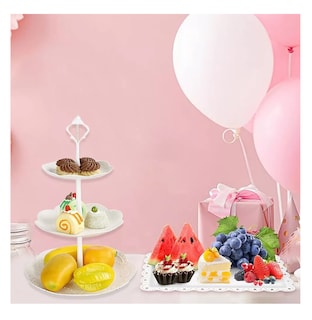 Foto 3 | Foto 3 | Kit Para Base Para Cupcake Y Postre Mesa De Dulce Exhibidore 3 Pzs Blanco Redondo Cuadrado