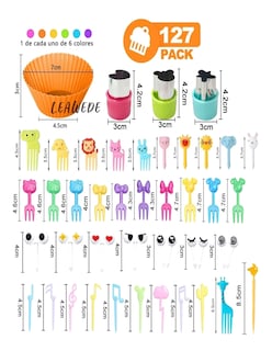 Foto 4 | Foto 4 | 127pzas Mini Palillos De Animales Y Moldes Para Cupcakes + Termo De Agua De Regalo Güish