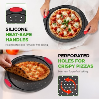 Foto 7 | Foto 7 | Bandeja Para Pizza Nutrichef Ncbpizx2 De Acero Al Carbono 33 Cm Antiadherente - Venta Internacional.