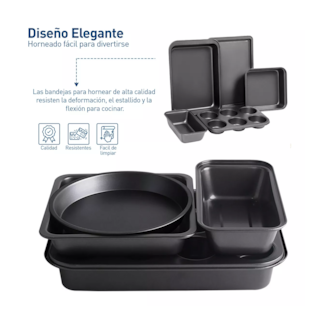 Foto 2 | Foto 2 | Charola Moldes para Hornear Postres Juego De 6 Pza color Negro