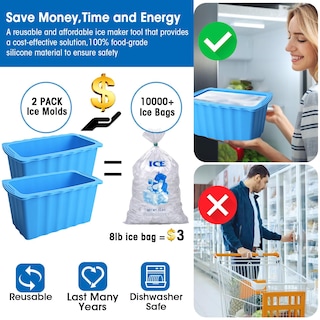 Foto 6 | Foto 6 | Moldes Para Bloques De Hielo Oyrlize De Silicona Reutilizables De 12,5 Kg, Paquete De 2 - Venta Internacional.