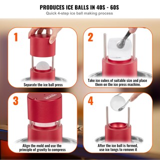 Foto 3 | Foto 3 | Máquina Para Hacer Bolas De Hielo Ice Ball Press Vevor De 2.4 Pulgadas Con Pinza Roja - Venta Internacional.