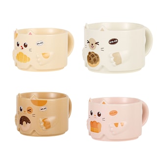 Foto 1 | Foto 1 | Juego De 4 Tazas De Cerámica Kawaii Para Café, Gatos Apilables, Gatito Lindas Tazas De Té Gato Panadero