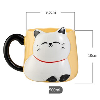 Foto 2 | Foto 2 | Taza De Cerámica Gatito Con Relieve Kawaii 500ml Diseño Cute Y Original Amarillo