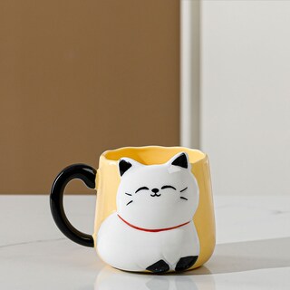 Foto 3 | Foto 3 | Taza De Cerámica Gatito Con Relieve Kawaii 500ml Diseño Cute Y Original Amarillo