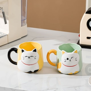 Foto 4 | Foto 4 | Taza De Cerámica Gatito Con Relieve Kawaii 500ml Diseño Cute Y Original Amarillo