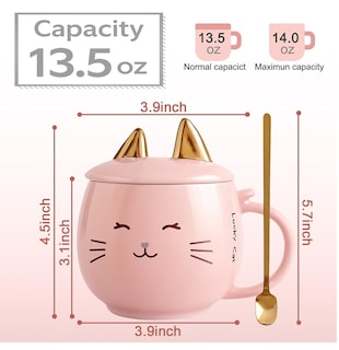 Foto 3 | Foto 3 | Taza De Cerámica Kawaii De Gatito Lucky Cat Con Holder Tapa Y Cuchara 400ml Rosa