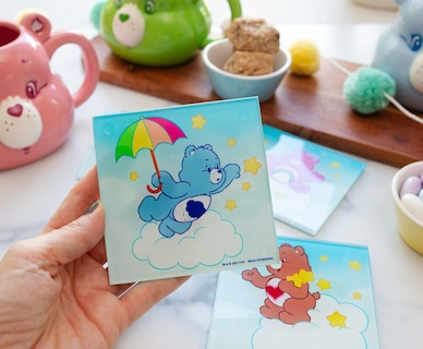 Foto 2 | Foto 2 | Juego De Posavasos Silver Buffalo Care Bears De Cristal Paquete De 4 - Venta Internacional.