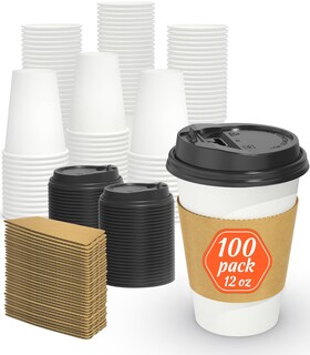 Foto 1 | Foto 1 | Vasos De Café Desechables Dealusy 12 Oz (paquete De 100) Con Tapas Y Fundas - Venta Internacional.