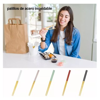 Foto 2 | Foto 2 | Palillos Chinos Lab.G de Acero Inoxidable Multicolor 5 Pares