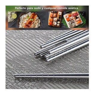 Foto 2 | Foto 2 | Palillos Chinos De Acero Inoxidable, 5 Pares Plata