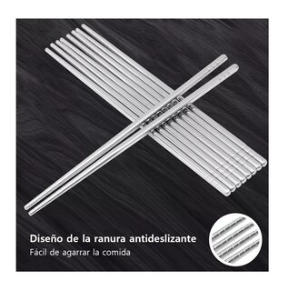 Foto 3 | Foto 3 | Palillos Chinos De Acero Inoxidable, 5 Pares Plata