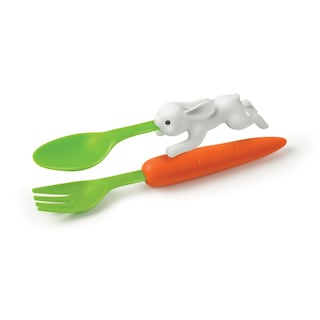 Foto 4 | Foto 4 | Tenedor Y Cuchara Para Conejos Nesting Kids Utensilios Genuinos Fred Snack Rabbit Zanahoria - Venta Internacional.